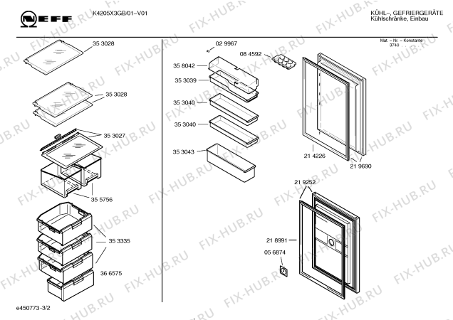 Схема №2 K4205X3GB с изображением Инструкция по эксплуатации для холодильной камеры Bosch 00588062