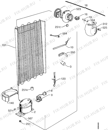 Взрыв-схема холодильника Arthurmartinelux AR9324D - Схема узла Cooling system 017