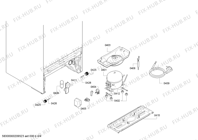 Взрыв-схема холодильника Bosch KSV36UW3P Bosch - Схема узла 04