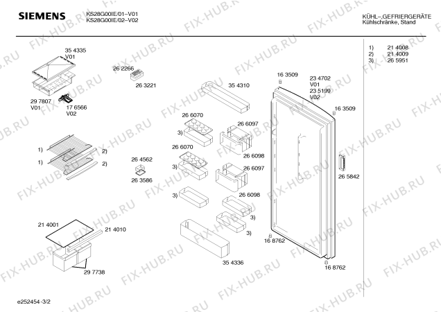 Схема №3 KSR2800IE с изображением Дверь для холодильной камеры Siemens 00234702