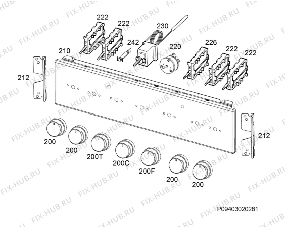 Взрыв-схема плиты (духовки) Electrolux EKS61300OX - Схема узла Command panel 037