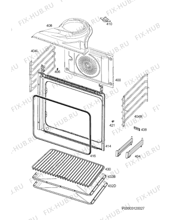 Взрыв-схема плиты (духовки) Electrolux EOB6420EXP - Схема узла Oven