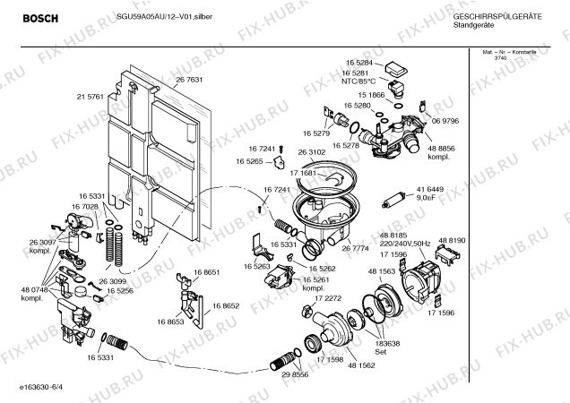 Взрыв-схема посудомоечной машины Bosch SGU59A05AU - Схема узла 04