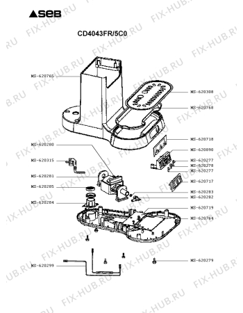 Взрыв-схема кофеварки (кофемашины) Seb CD4043FR/5C0 - Схема узла 7P003082.3P2