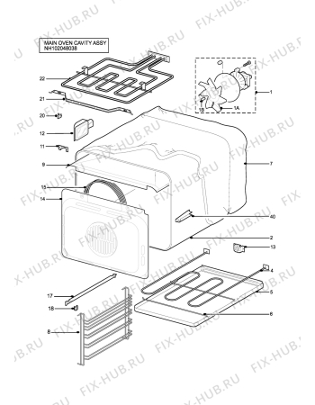 Взрыв-схема плиты (духовки) Aeg D4100-1MEX - Схема узла H10 Main Oven Cavity (large)