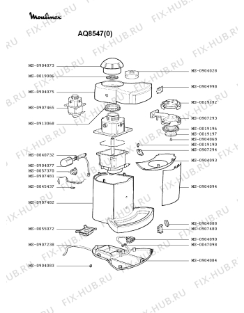 Взрыв-схема кофеварки (кофемашины) Moulinex AQ8547(0) - Схема узла 5P001890.5P2