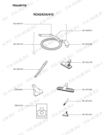 Схема №1 RO422311/410 с изображением Кнопка (ручка регулировки) для пылесоса Rowenta RS-RT2518