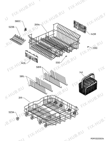 Взрыв-схема посудомоечной машины Electrolux ESF5512LZW - Схема узла Basket 160