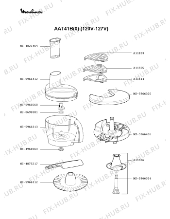 Взрыв-схема кухонного комбайна Moulinex AAT41B(0) - Схема узла AP000458.2P3