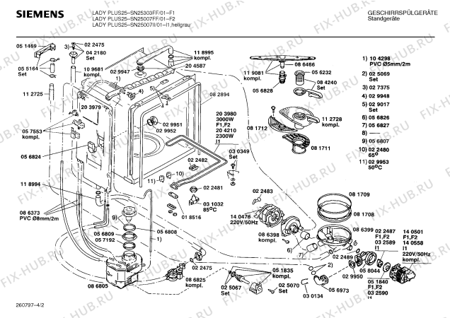 Взрыв-схема посудомоечной машины Siemens SN25007II - Схема узла 02