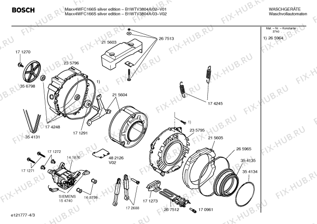 Взрыв-схема стиральной машины Bosch B1WTV3804A Maxx4 WFC166S silver edition - Схема узла 03