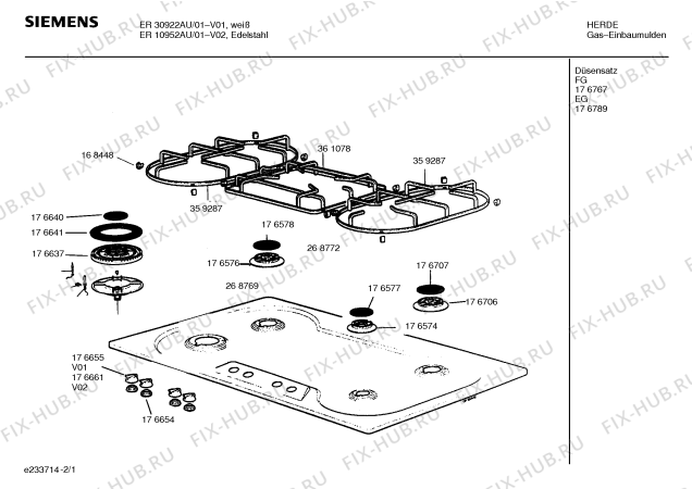 Схема №2 ER32922AU с изображением Головка поджига для плиты (духовки) Siemens 00176650