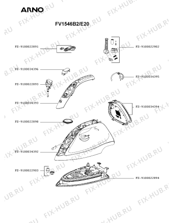 Схема №1 FV1546B3/E20 с изображением Рукоятка для электроутюга Seb FS-9100034392