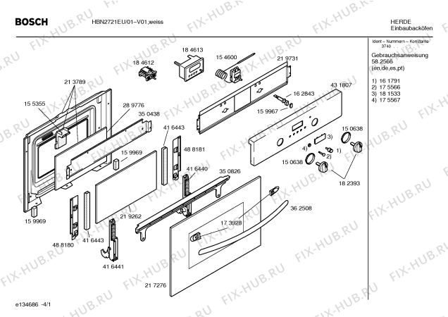 Схема №3 HEV2751EU с изображением Инструкция по эксплуатации для плиты (духовки) Bosch 00582566