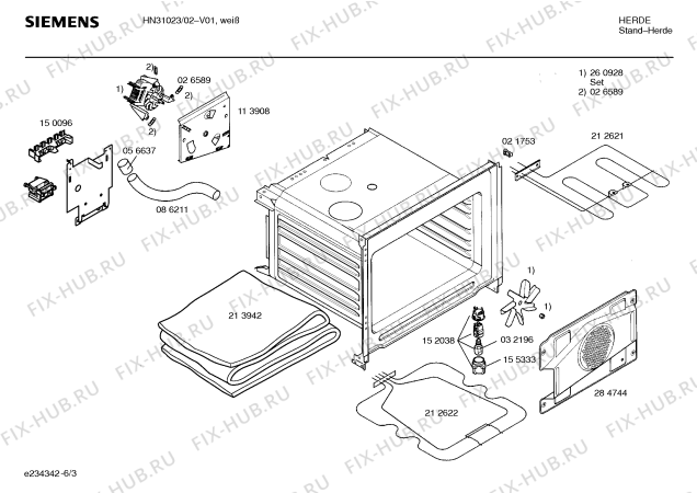 Схема №6 HN31023 с изображением Инструкция по эксплуатации для плиты (духовки) Siemens 00590651