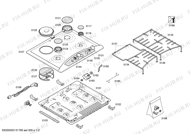 Схема №1 T9324W1EU с изображением Переключатель для плиты (духовки) Bosch 00612287