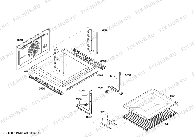 Схема №5 HBB78C751E Horno.bosch.py.2d.B5.E3_MCT_G.pt_crr.inx с изображением Внешняя дверь для духового шкафа Bosch 00685077