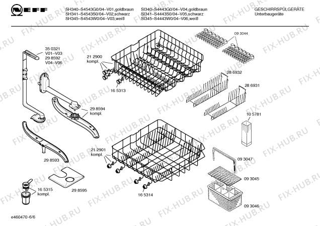 Взрыв-схема посудомоечной машины Neff S4543S0 SH341 - Схема узла 06