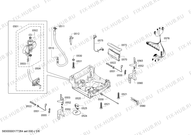 Взрыв-схема посудомоечной машины Bosch SPV40X80RU Silence Plus, Made in Germany - Схема узла 05