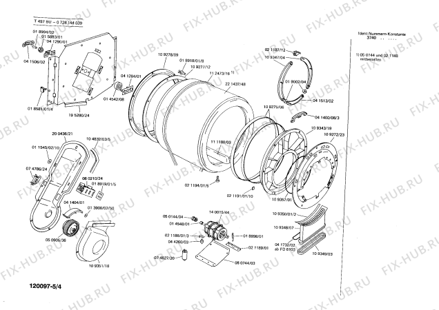 Взрыв-схема сушильной машины Bosch 0728144039 T497BU - Схема узла 04