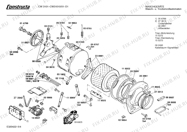 Взрыв-схема стиральной машины Constructa CW31010 CW3101 - Схема узла 04