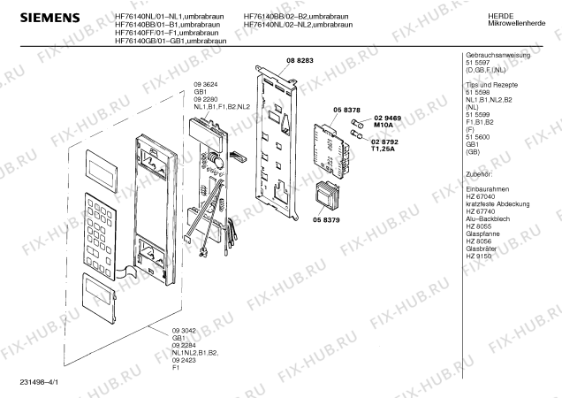 Схема №4 HF76120GB с изображением Инструкция по эксплуатации для свч печи Siemens 00515597