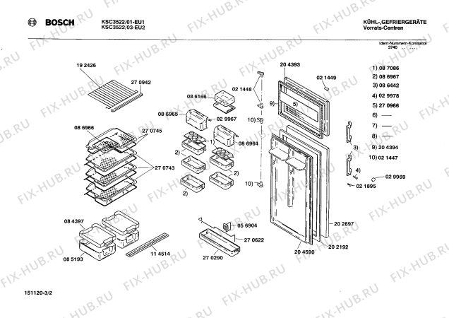 Взрыв-схема холодильника Bosch KSC3522 - Схема узла 02
