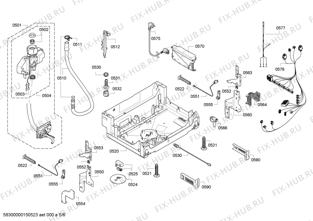 Схема №6 S52T69X2EU с изображением Передняя панель для посудомоечной машины Bosch 00706286