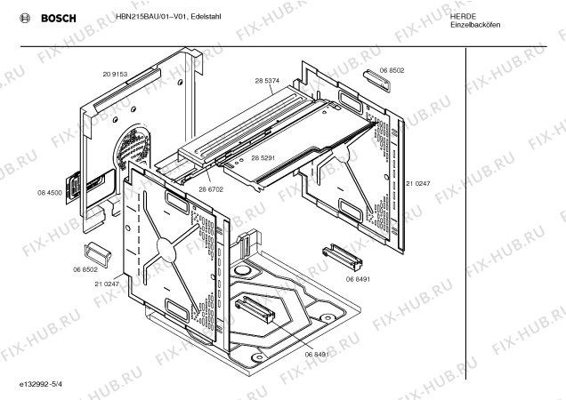 Взрыв-схема плиты (духовки) Bosch HBN215BAU - Схема узла 04