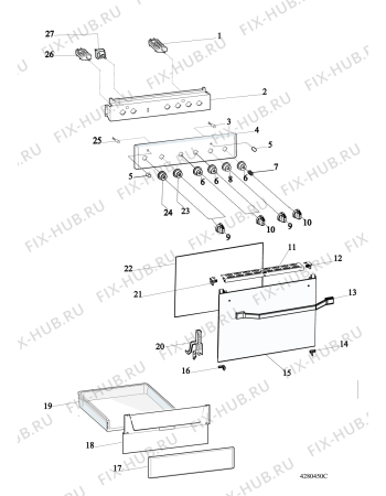 Взрыв-схема плиты (духовки) Whirlpool ACMK6433IX (F155425) - Схема узла