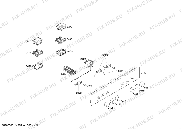 Схема №4 P1HEB33051 с изображением Нижняя часть корпуса для плиты (духовки) Bosch 00684686