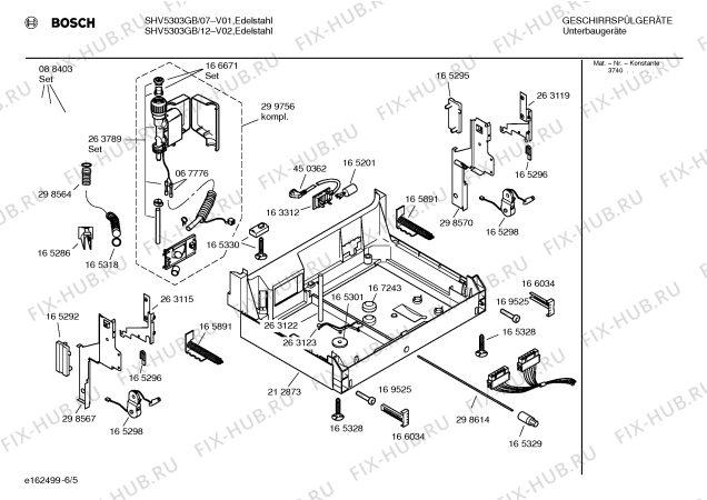 Взрыв-схема посудомоечной машины Bosch SHV5303GB - Схема узла 05