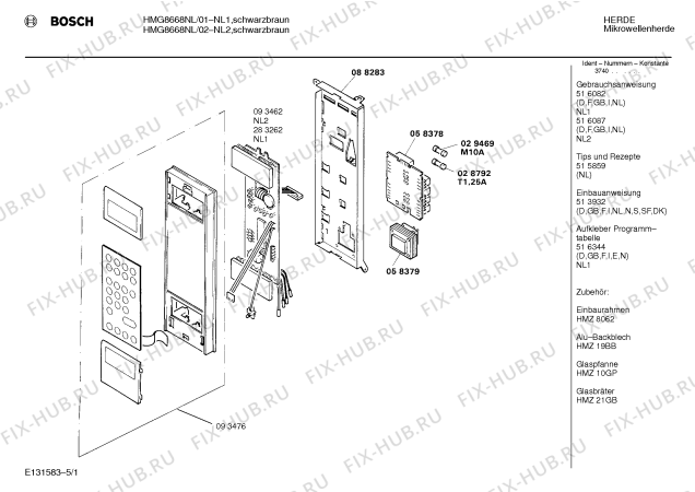 Схема №5 HMG8628NL с изображением Модуль для микроволновой печи Bosch 00283262
