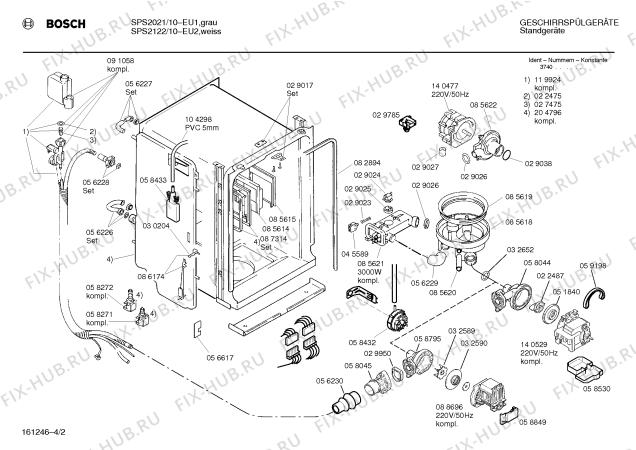 Схема №2 SPS2122SK с изображением Передняя панель для электропосудомоечной машины Bosch 00281925