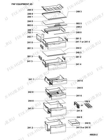 Взрыв-схема холодильника Hotpoint XJL95T2UWOH (F154105) - Схема узла