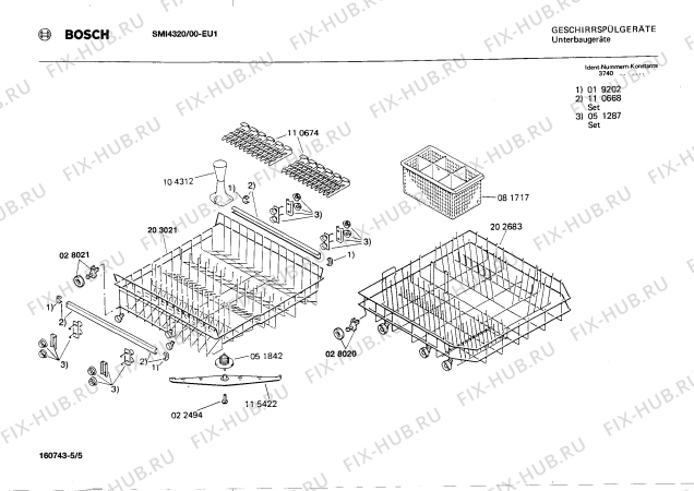 Взрыв-схема посудомоечной машины Bosch SMI4320 - Схема узла 05