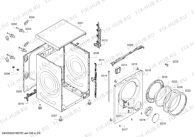 Взрыв-схема стиральной машины Bosch WAT28581TR - Схема узла 02