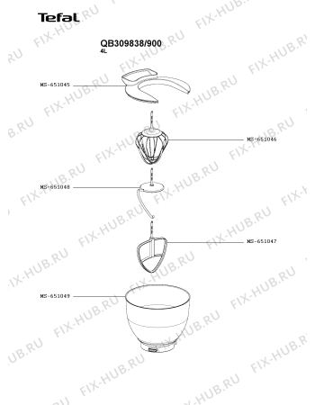 Взрыв-схема кухонного комбайна Tefal QB309838/900 - Схема узла 2P005749.4P2