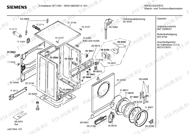 Взрыв-схема стиральной машины Siemens WD61480GB - Схема узла 02