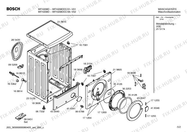 Взрыв-схема стиральной машины Bosch WFH208DEE Maxx WFH208D - Схема узла 02