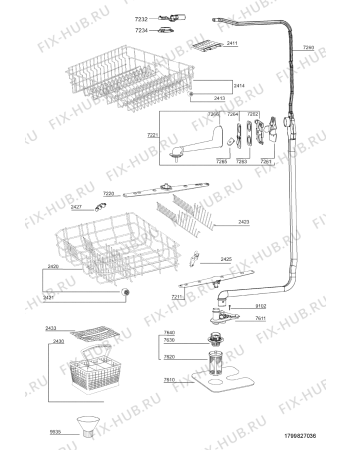 Взрыв-схема посудомоечной машины Ikea DWH C00 W 201.097.68 - Схема узла