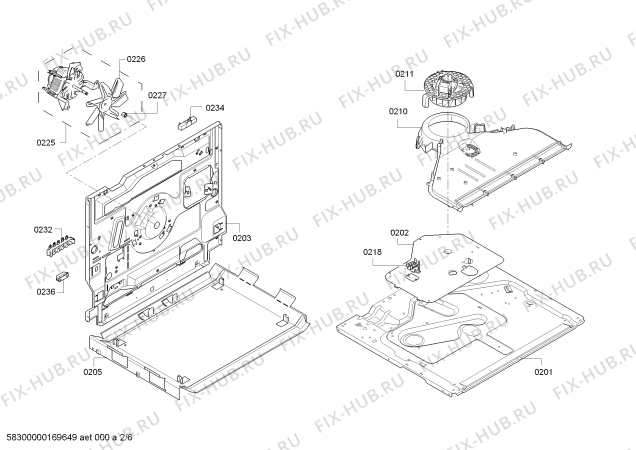 Взрыв-схема плиты (духовки) Bosch HEA20B261C - Схема узла 02