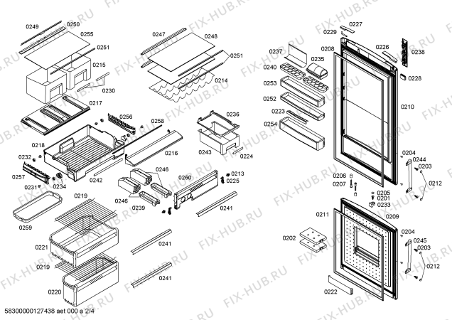 Схема №3 KGN46A71ZA с изображением Дверь для холодильника Bosch 00245862