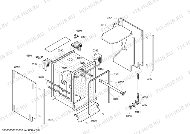 Взрыв-схема посудомоечной машины Bosch SRU55M02SK - Схема узла 03