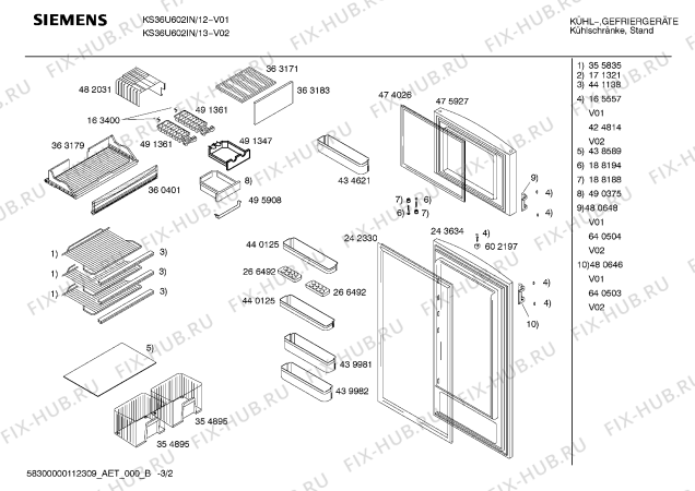 Схема №3 KS36U602IN с изображением Дверь для холодильника Siemens 00475927