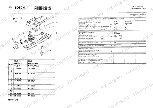 Взрыв-схема холодильника Bosch KTR1549NL - Схема узла 02