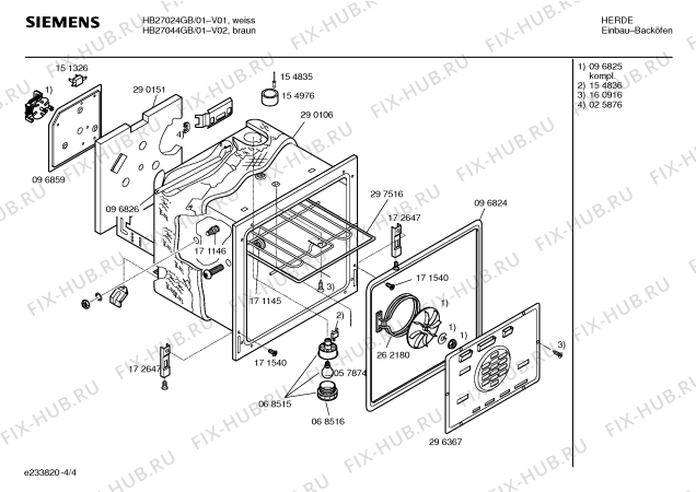 Взрыв-схема плиты (духовки) Siemens HB27024GB - Схема узла 04