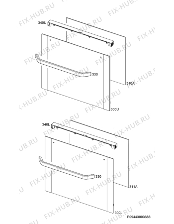 Взрыв-схема плиты (духовки) Zanussi ZCV667MWC - Схема узла Door