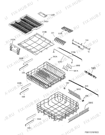 Взрыв-схема посудомоечной машины Electrolux ESI8810RAX - Схема узла Basket 160