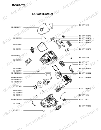 Схема №1 RO2341EA/4Q1 с изображением Крышечка для электропылесоса Rowenta RS-RT900799